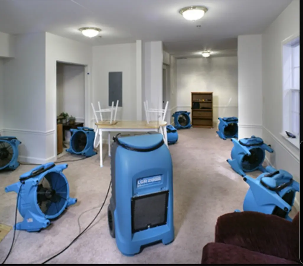Air movers and dehumidifier setup for Water Extraction & Removal in East Hanover